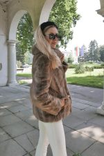 Luksusowa Kurtka z Norek( Pastel Mink) z Dużym Kołnierzem rozmiar M