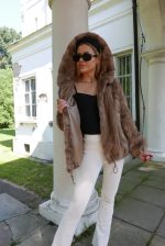 Luksusowa Bomberka z Futra Norki ( Pastel Mink) z Kapturem rozmiar L/XL