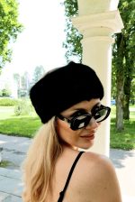 003 Luksusowa Futrzana Opaska z Norek-( Black Mink)