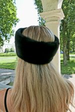 004 Luksusowa Futrzana Opaska z Norek-( Black Mink)