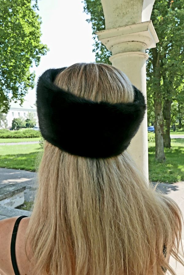 Luksusowa Futrzana Opaska z Norek-( Black Mink)