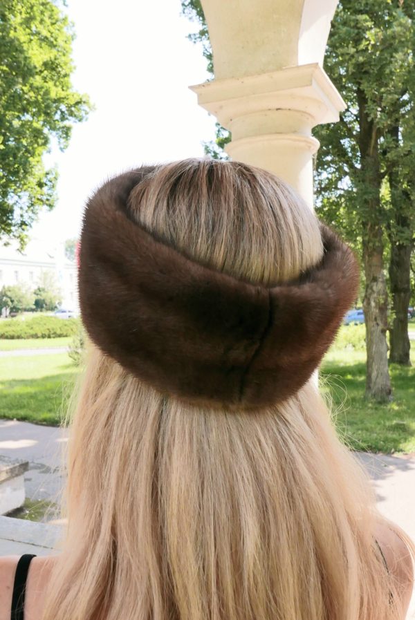 Luksusowa Opaska Futrzana z Norek-Klasyczna Elegancja ( Brown Mink)