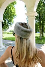 Ekskluzywna Opaska z Naturalnego Futra Norki- Silver Blue