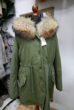 Kurtka Parka Khaki z Puszystym Obszyciem Kaptura z Jenota rozmiar L/XL